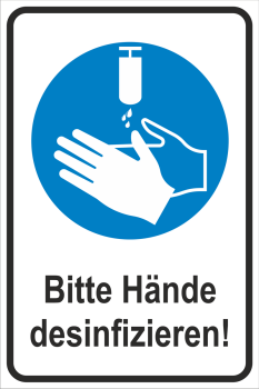 Hinweisaufkleber Hände desinfizieren