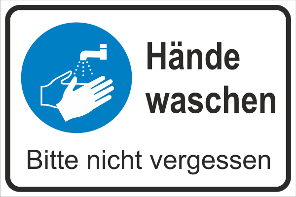 Hinweisaufkleber Hände bitte waschen