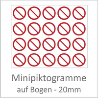 Aufkleber mit Verbotszeichen nach DIN 7010 rund 20mm Durchmesser