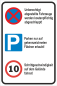 Preview: Schild für Betriebsgelände mit Verbotssymbolen Parken Geschwindigkeit 10kmh und Halteverbot