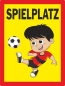 Preview: Gelbes auffälliges Spielplatzschild