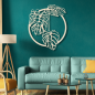 Preview: Wanddekoration aus Holz in runder Ausführung mit einem Monstera Motiv
