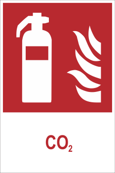 Rettungszeichenschild nach DIN ISO 7010 Ror Weiß mit Text und Symbol CO2