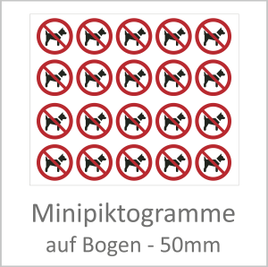 "P021 Mitführen von Hunden verboten" 50 mm Durchmesser á 10 Stück