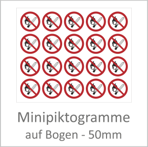 Minipiktogramm rund 50mm nach DIN Iso mit Verbotszeichen P003