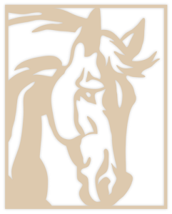 Preview: Holzbild im Hochformat mit Pferdekopfmotiv in verschiedenen Farben und Größen