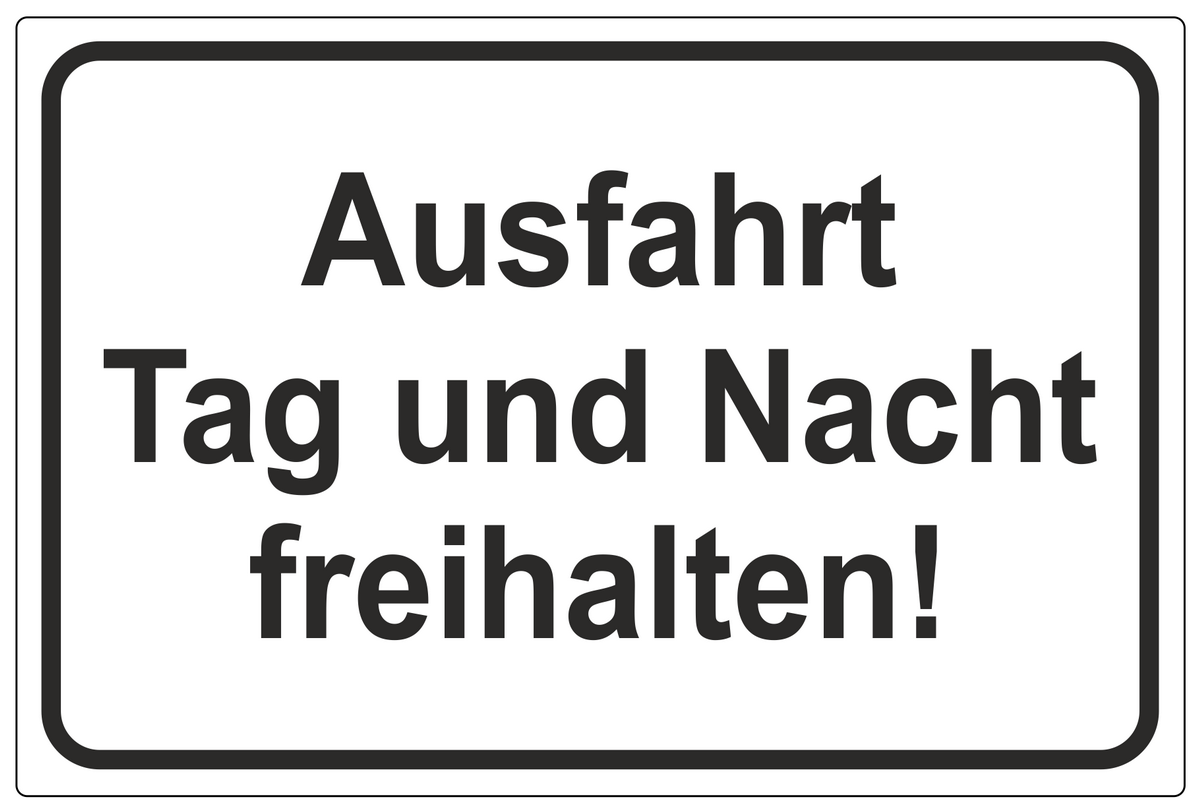 Alu-Schild 'Ausfahrt Tag Und Nacht Freihalten' – 170x350 Mm, Geprägt, Wetterbeständig