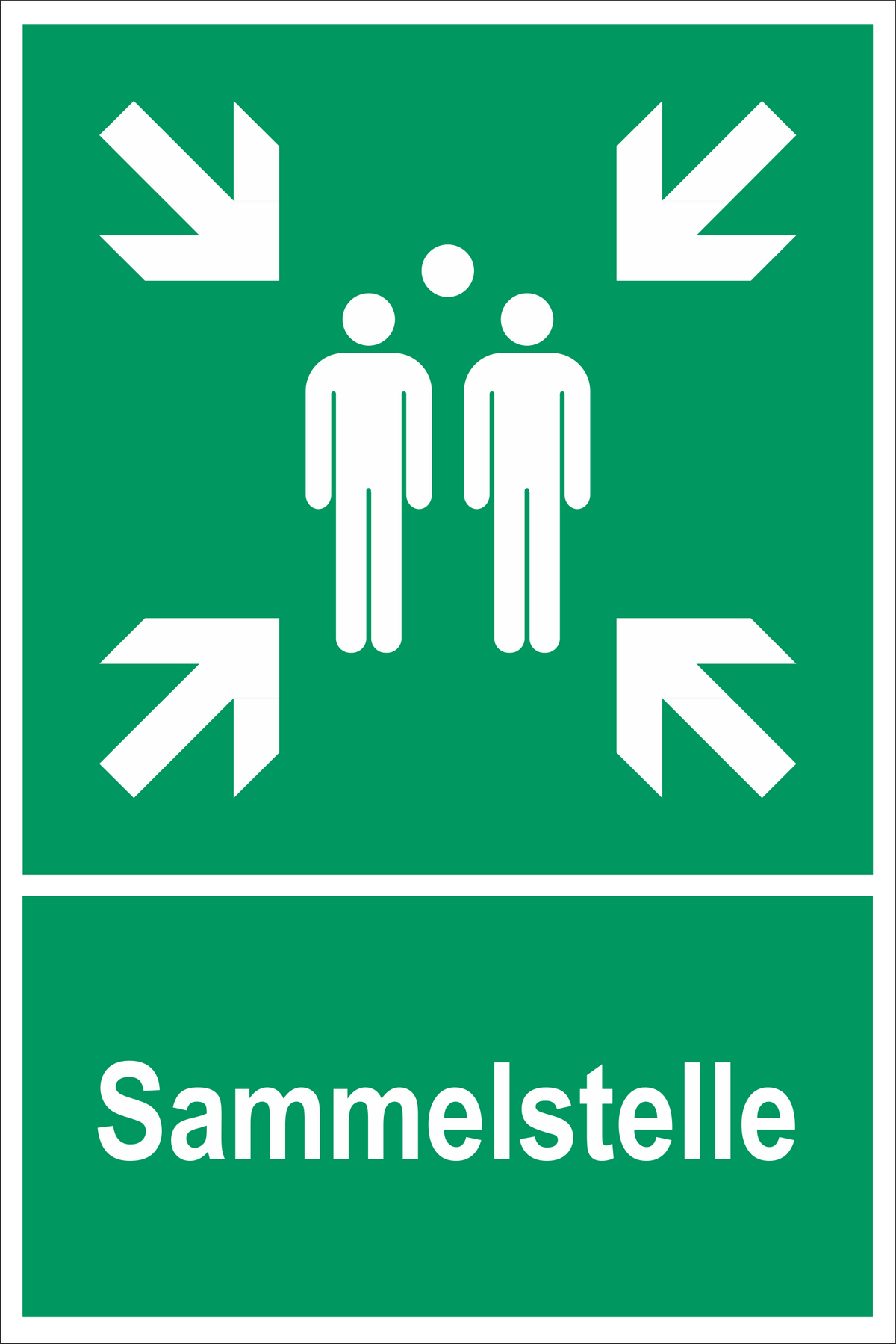 Aufkleber Rettungszeichen "Sammelstelle" Symbol Schild 5-40cm Folie ISO 7010 