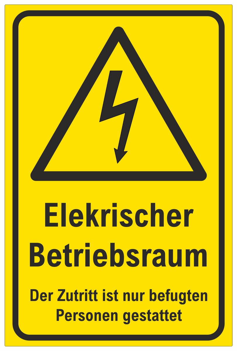 LEMAX Warnschild "Elektrischer Betriebsraum" – Gelb/Schwarz, Kunststoff, 237x200 Mm, 3-fach Gelocht Für Wandmontage