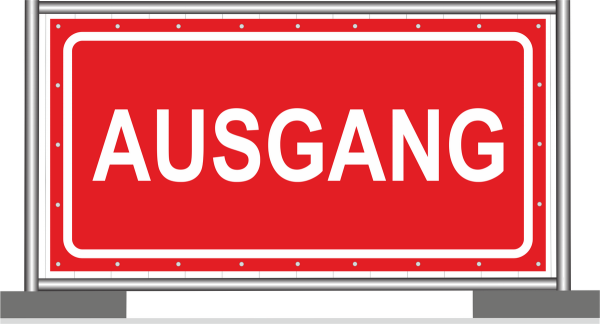 Hinweisbanner hier Ausgang