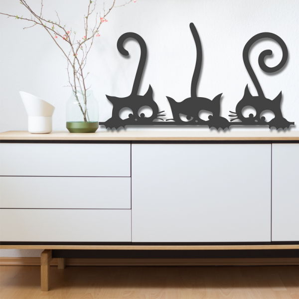 Wanddekoration aus Holz in diversen Ausführungen mit Katzen Motiv