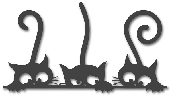 Holzbild im Querformat mit Katzen in verschiedenen Farben und Größen