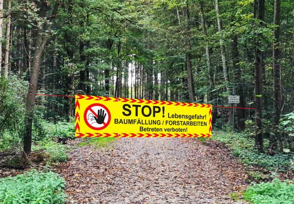 Gelbes Forstbanner mit Hohlsaum und Expanderseilen