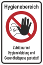Hygieneaufkleber " Hygienebereich "